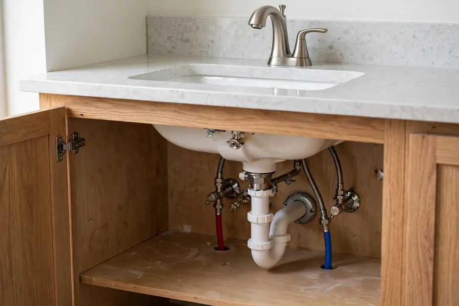 Bathroom faucet installation