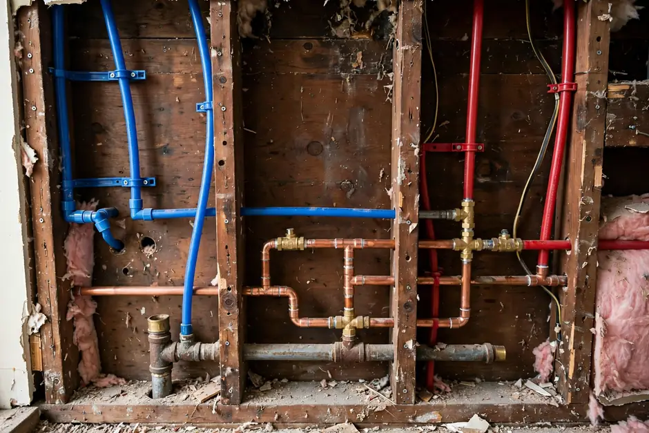 Repiping runs in a wall cavity