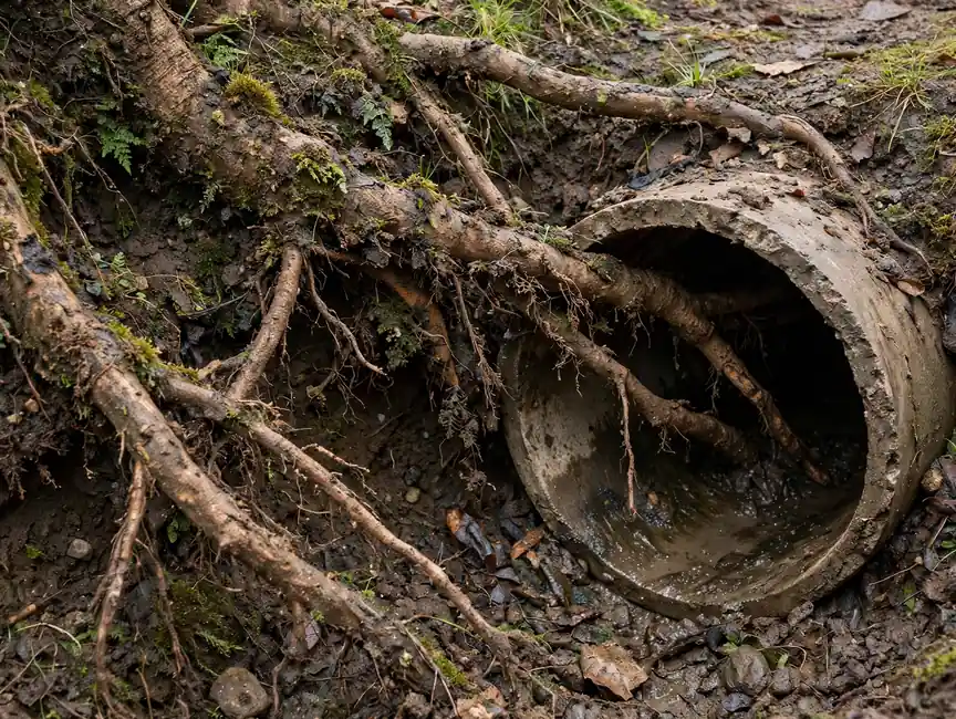 Tree roots at a sewer lateral