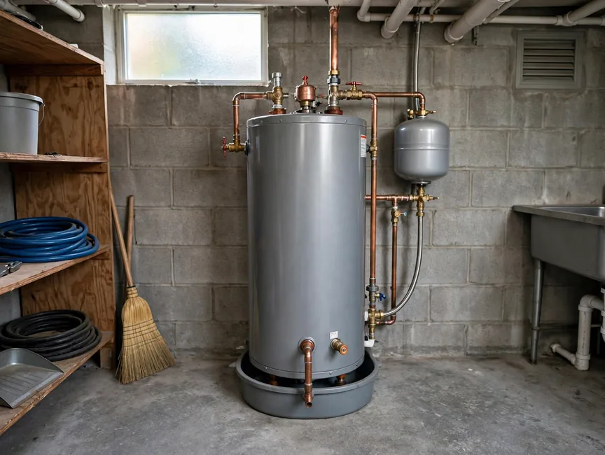 Water heater in a utility space