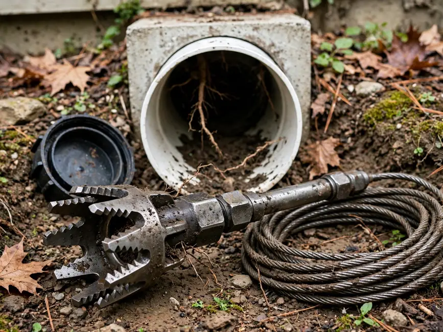 Root cutting tool at a cleanout